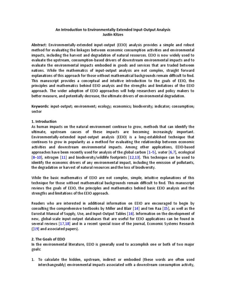 Introduction to EEIO Analysis | PDF | Input–Output Model | Matrix ...