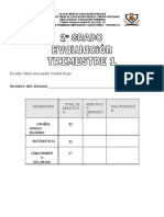 Boletín de calificaciones primaria con asignaturas Español, Matemáticas y Conocimiento del medio