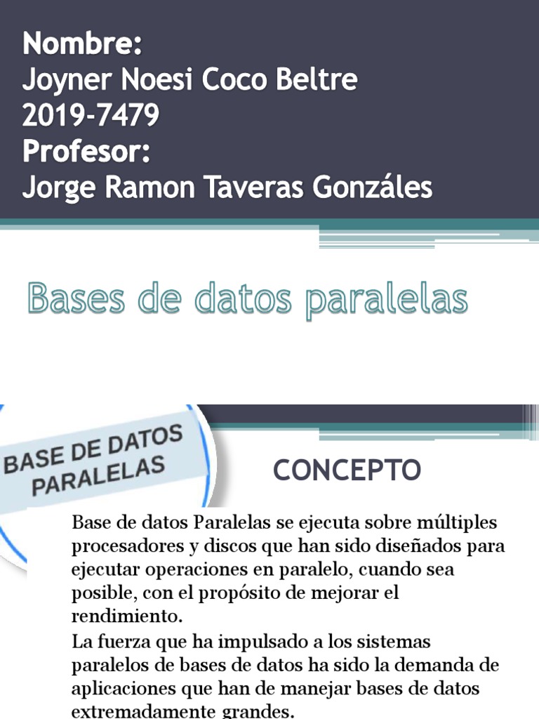 Bases de Datos Paralelas Presentación PDF