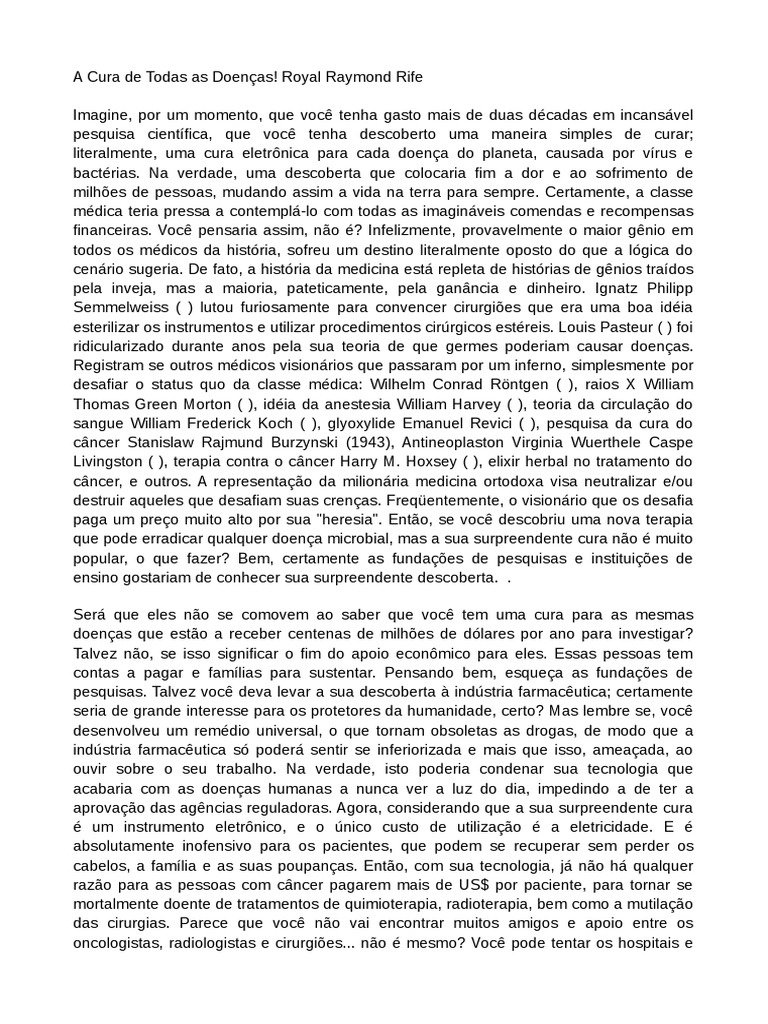 A Revolução Médica de Rife | PDF | Câncer | Science