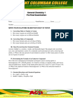 General Chemistry 1 Pre-Final Examination