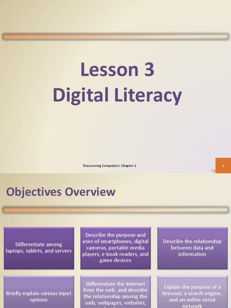 Lesson 3 Digital Literacy: Discovering Computers: Chapter 1 | PDF ...
