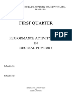 First Quarter: Performance Activity Sheet IN General Physics 1