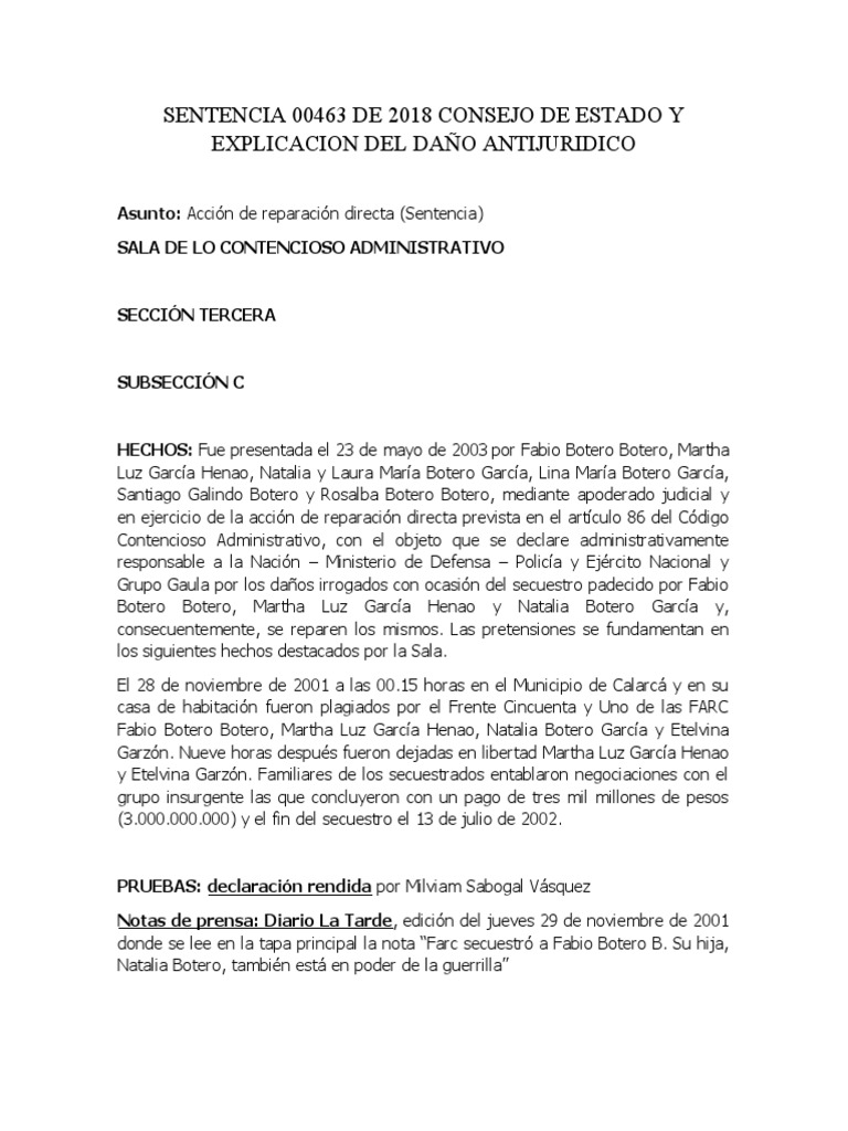 Explicacion de La Sentencia 00463 Del 2018 - Consejo de Estado | PDF