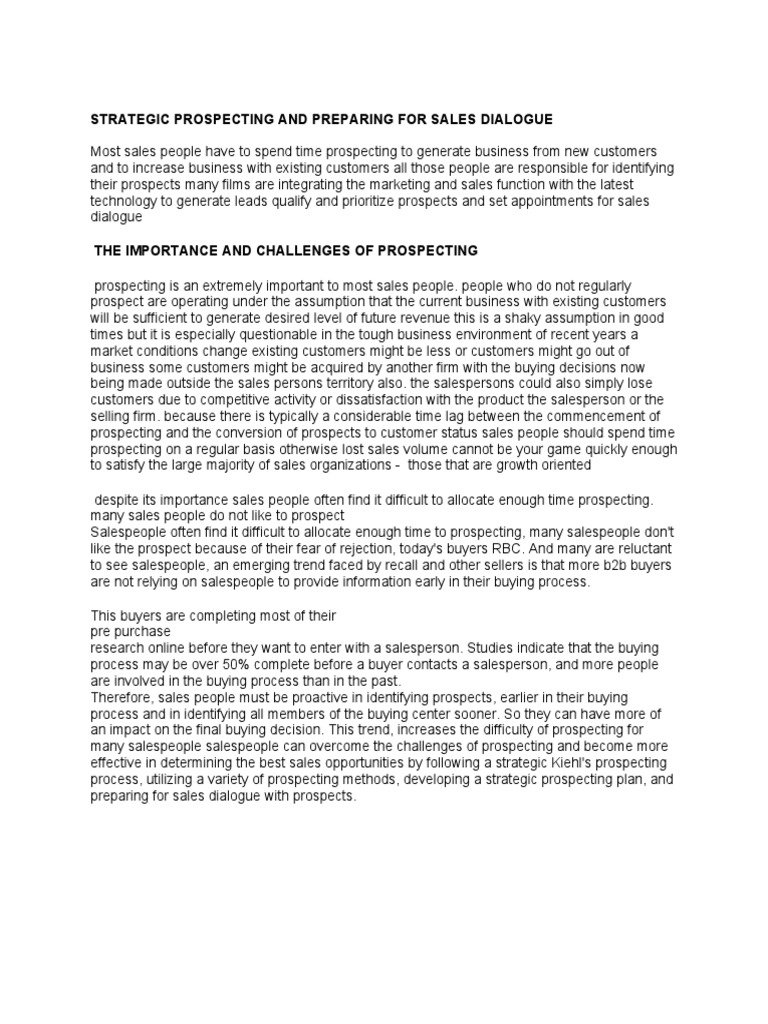 Strategic Prospecting for Sales Success | PDF | Sales | Direct Marketing
