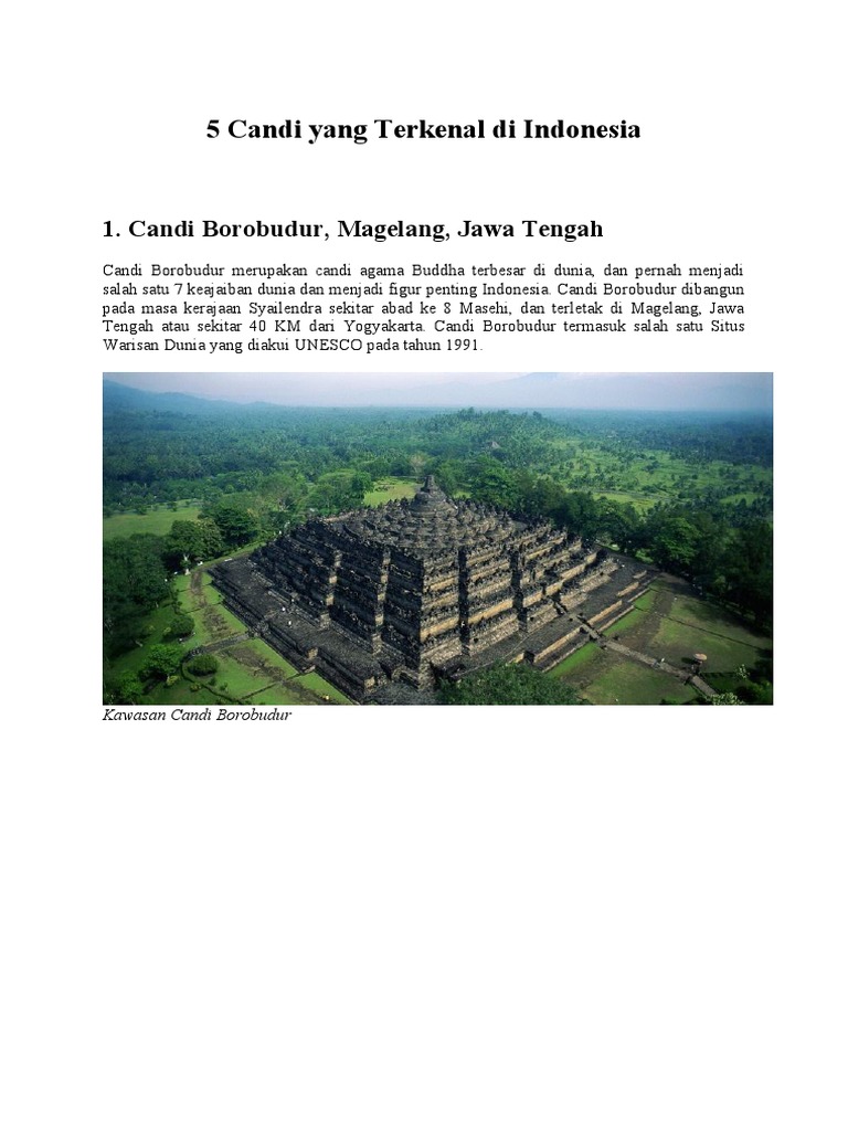 5 Candi Yang Terkenal Di Indonesia | PDF