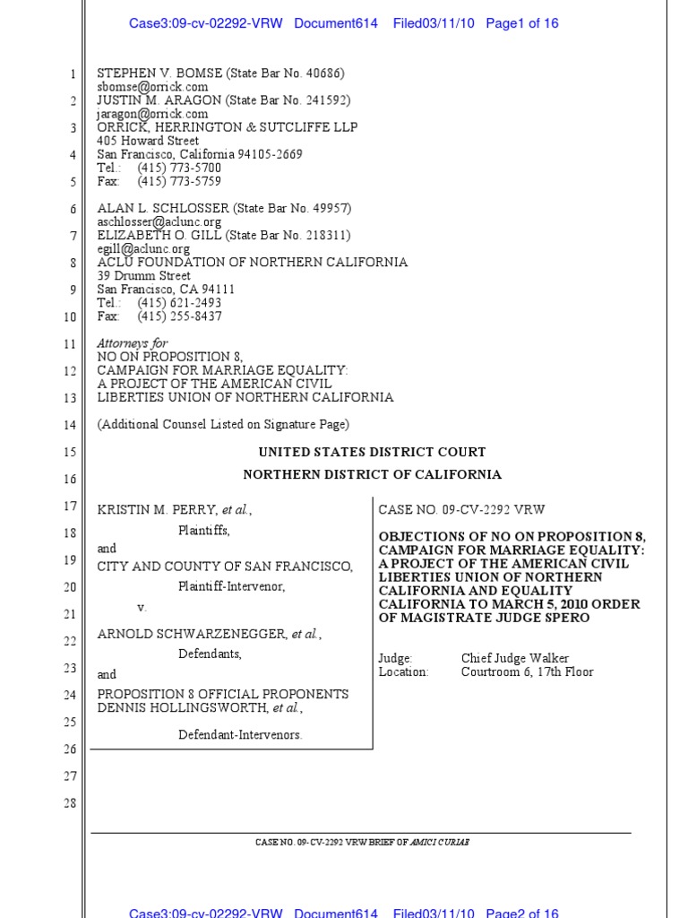 Attorneys For Case No. 09Cv2292 VRW Brief of Amici Curiae PDF