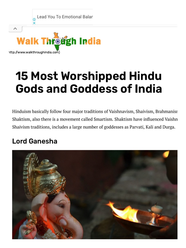 15 Most Worshipped Hindu Gods and Goddess of India | PDF | Devi | Hindu ...