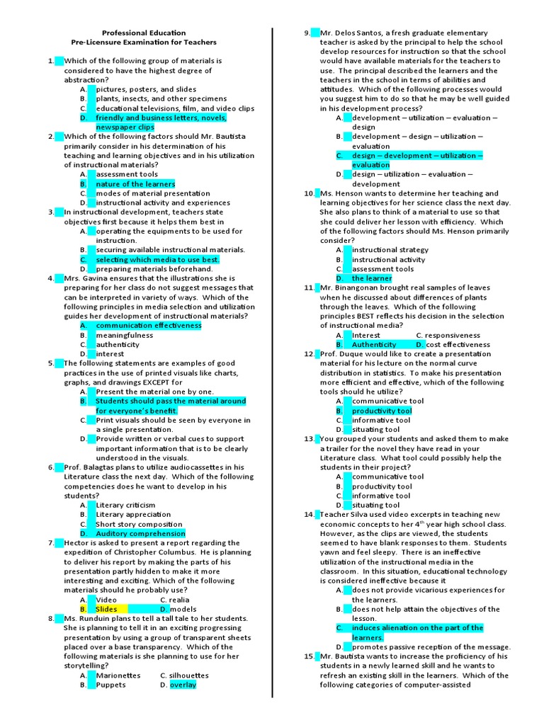 Prof Ed Exam Review Questions | PDF | Curriculum | Reading Comprehension