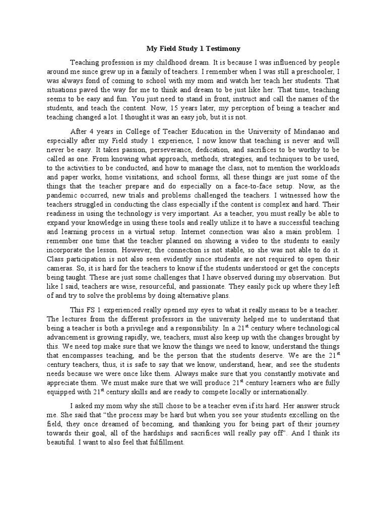 Testimony | PDF | Teachers | Learning