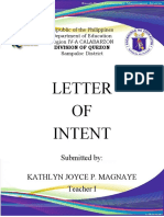 Letter OF Intent: Submitted By: Kathlyn Joyce P. Magnaye Teacher I