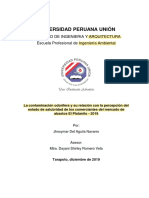 Contaminacion Odorifera y Su Relacion Con La Percepcion Del Estado de Salubridad de Los Comerciantes Del Mercado de Abastos El Platanito 2019