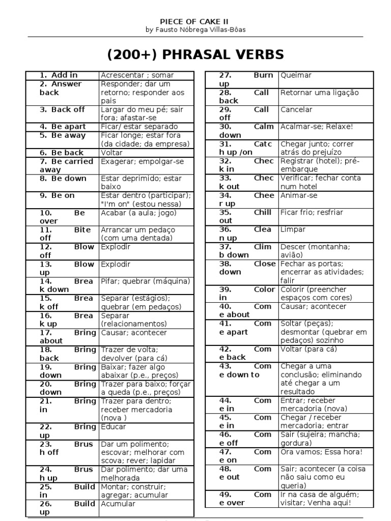 Lista Completa de Phrasal Verbs em Português | PDF | Natureza