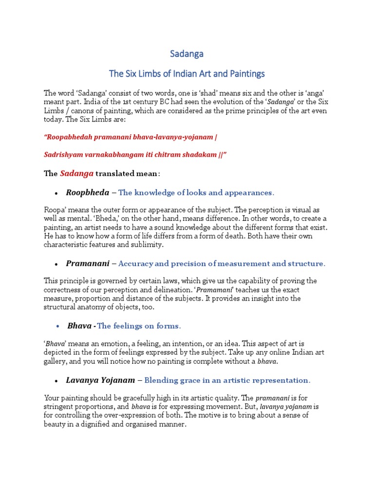 11 Painting - Six Limbs of Art - Notes and Video Link | PDF | Paintings ...