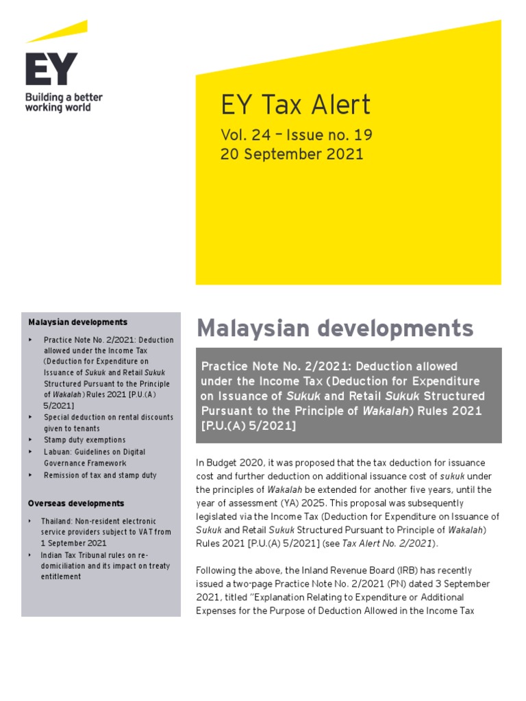EY Tax Alert Malaysian Developments PDF Small And Medium Sized