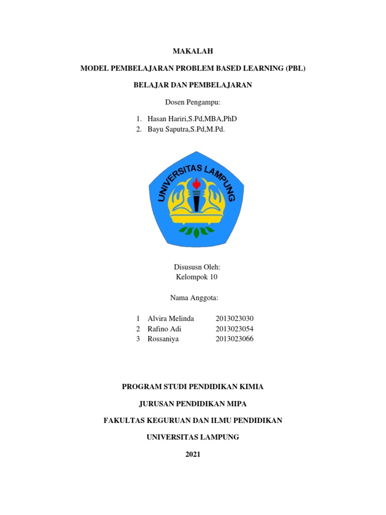 Metode Problem Based Learning (PBL) | PDF | Karier & Perkembangan ...