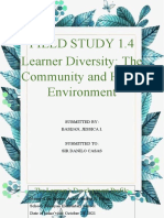 Field Study 1.4 Learner Diversity: The Community and Home Environment