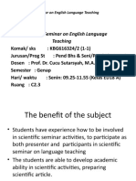 Teaching: Seminar On English Language Teaching