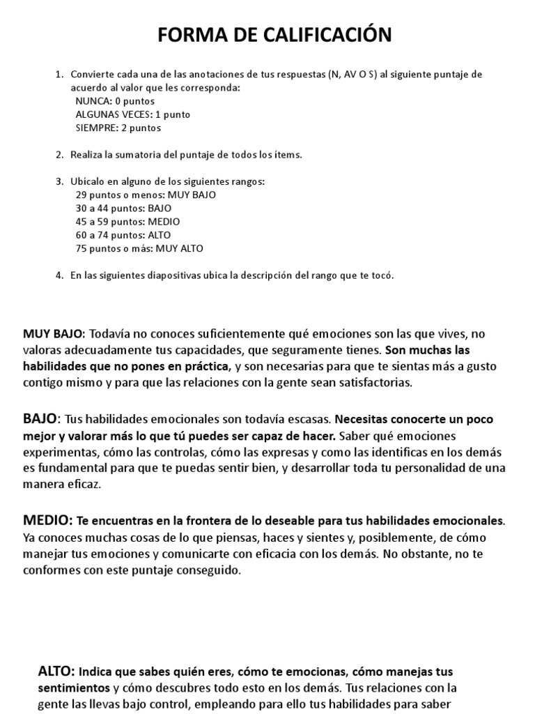 Test de IE (Calificación) | PDF