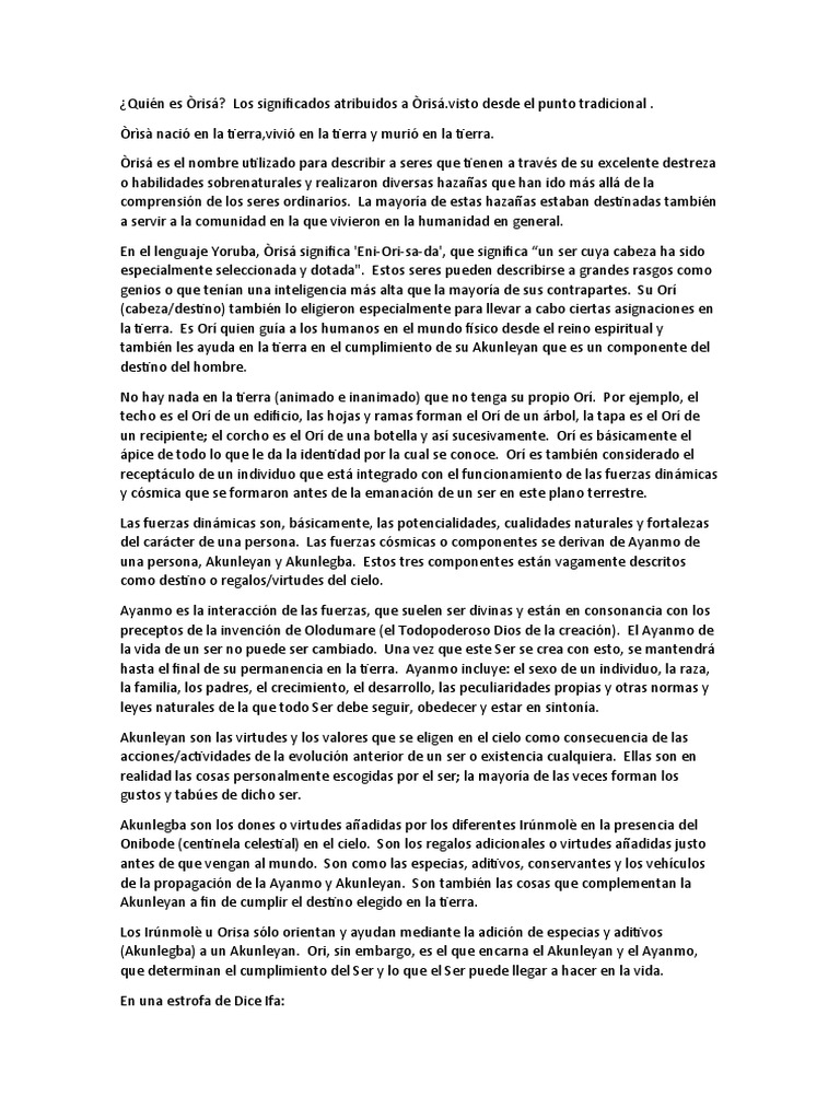 Significado y rol de Òrisá en Yoruba | PDF