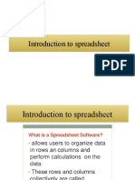 Introduction To Spreadsheet