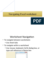 Navigating Excel Worksheet