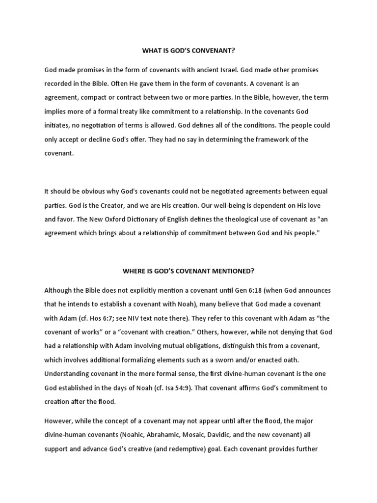 Understanding God's Covenants in the Bible | PDF | Covenant (Biblical ...