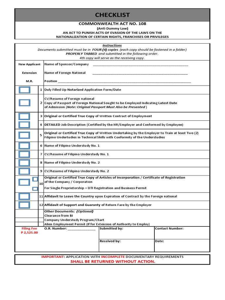Ministry Order No. 210 Anti-Dummy Checklist | PDF | Employment | Affidavit