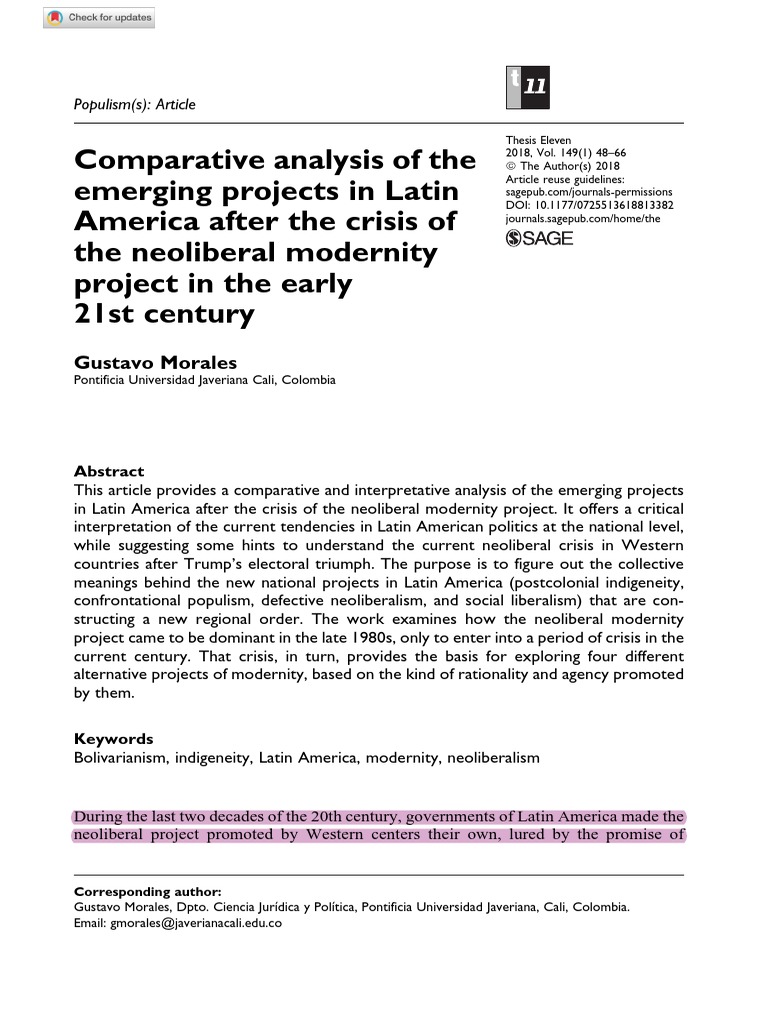 Latin America's Post-Neoliberal Projects | PDF | Neoliberalism | Populism