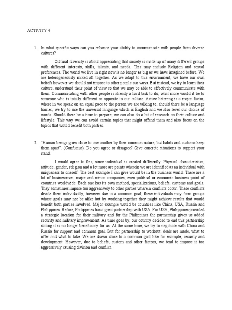 Activity 4 Communications | PDF | Goal | Human