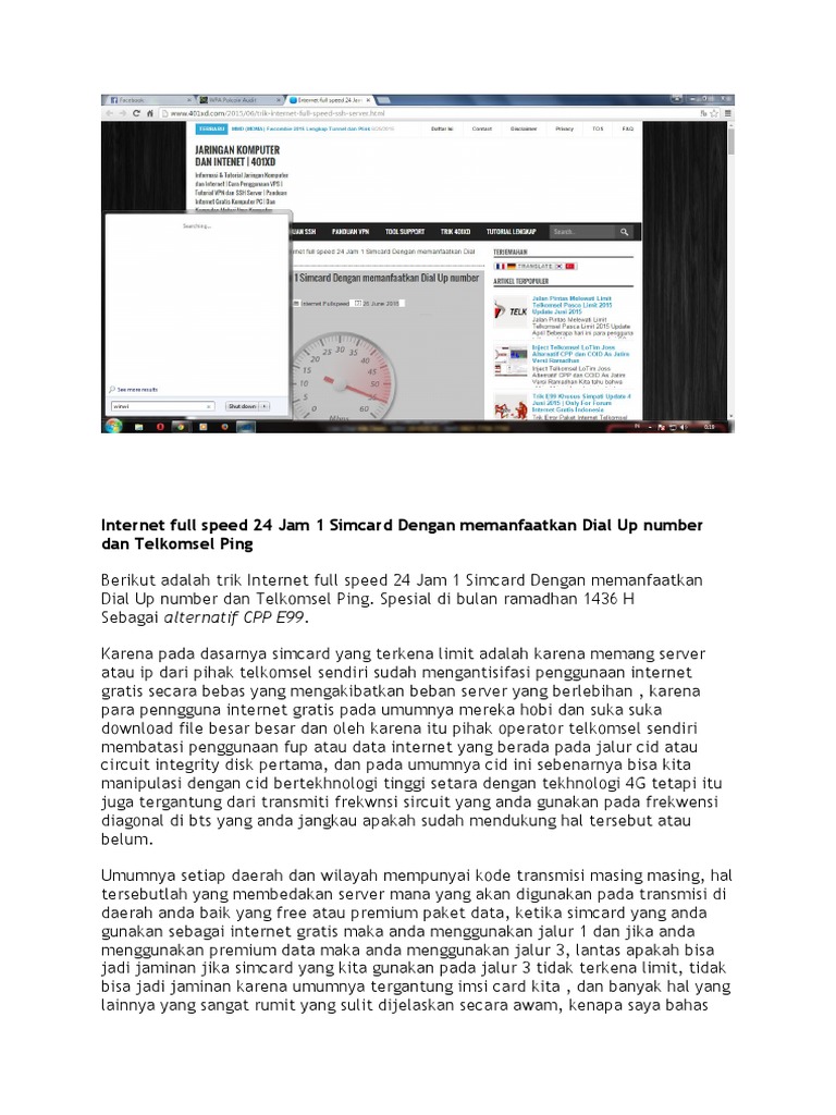 Internet Full Speed 24 Jam 1 Simcard Dengan Memanfaatkan Dial Up Number
