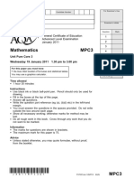 Mathematics Mpc3: General Certificate of Education Advanced Level Examination January 2011