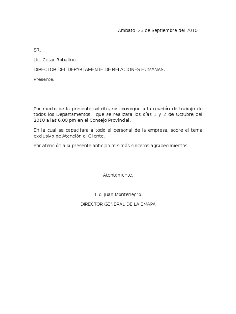 Carta Convocatoria Reunion