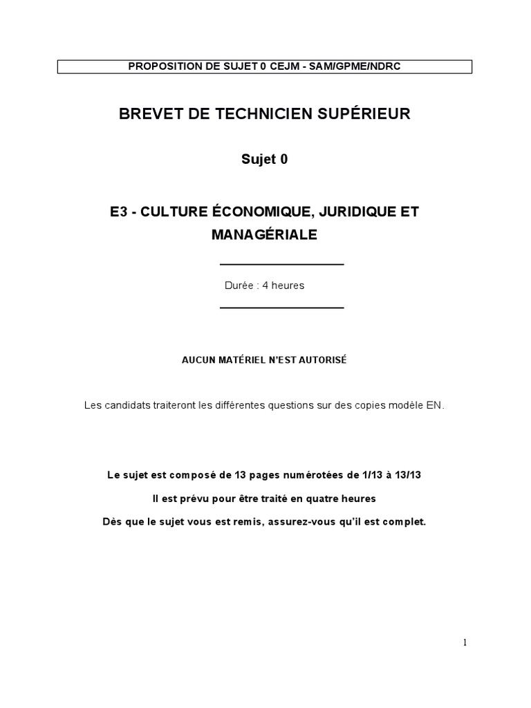 Sujet Cejm Corrigé Cejm-Proposition de Sujet 0-Sun Energie Version 2 Janvier 2020 | PDF |  Énergie solaire photovoltaïque | Brevet