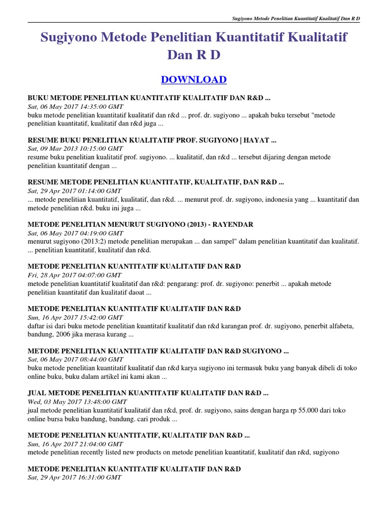 Pdf Sugiyono Metode Penelitian Kuantitatif Kualitatif Dan R D Scribd Compress Pdf