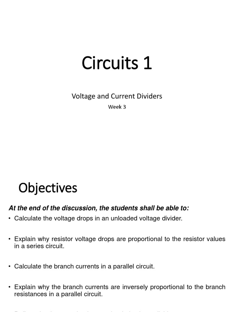 Circuits 1: Voltage and Current Dividers | PDF | Series And Parallel ...