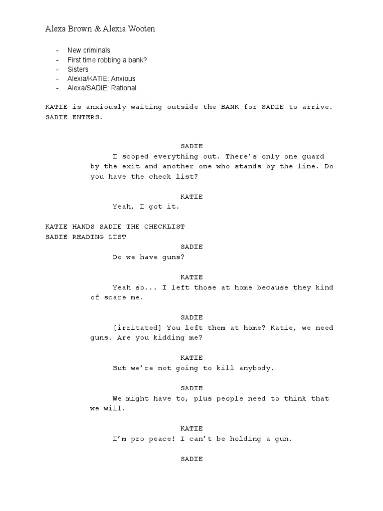 Sisters Planning a Bank Heist | PDF