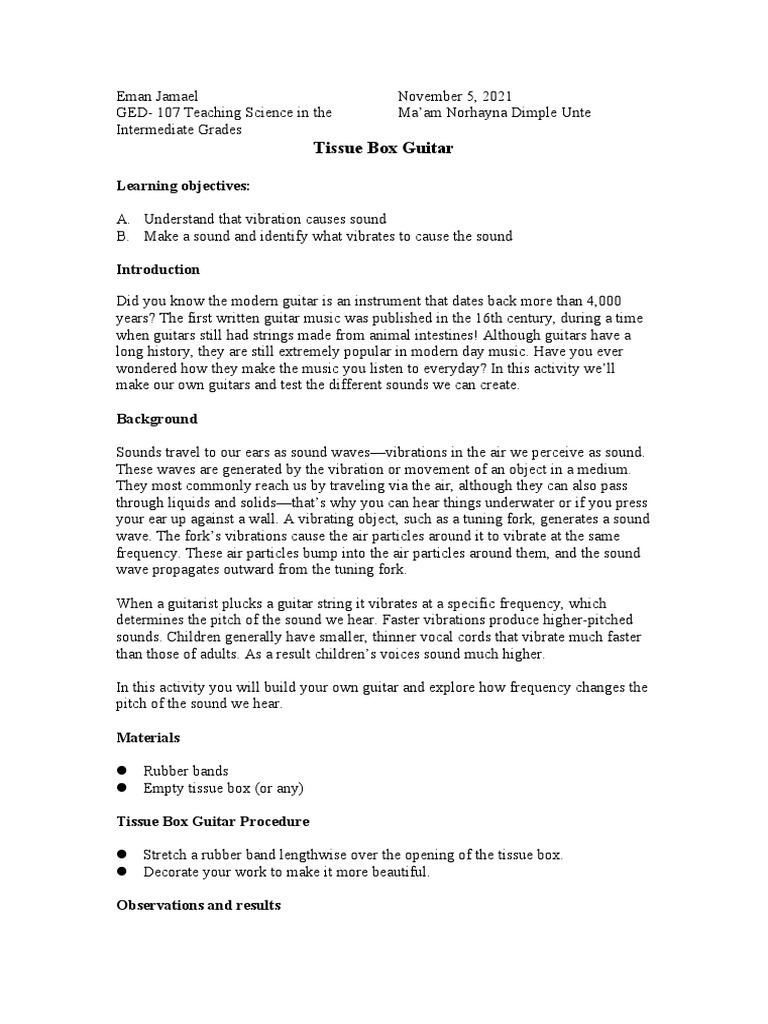 Tissue Box Guitar PDF Sound Guitars