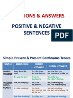 Questions & Answers: Positive & Negative Sentences