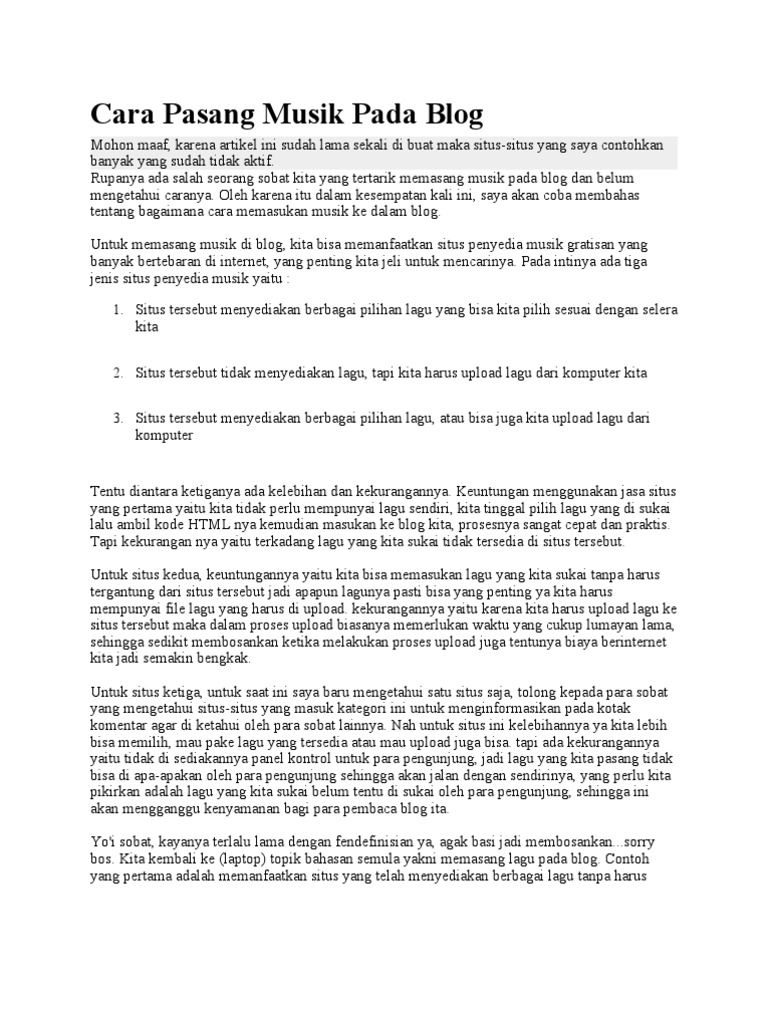 Ilustrasi Musik di Blog