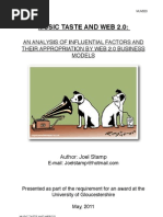 Download MUSIC TASTE AND WEB 20 AN ANALYSIS OF INFLUENTIAL FACTORS AND THEIR APPROPRIATION BY WEB 20 BUSINESS MODELS by Joel Stamp SN54062873 doc pdf