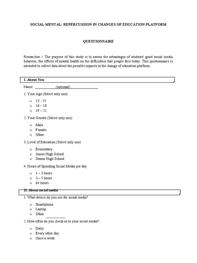 Pr2 Questionnaire | PDF | Social Media | Popular Culture & Media Studies