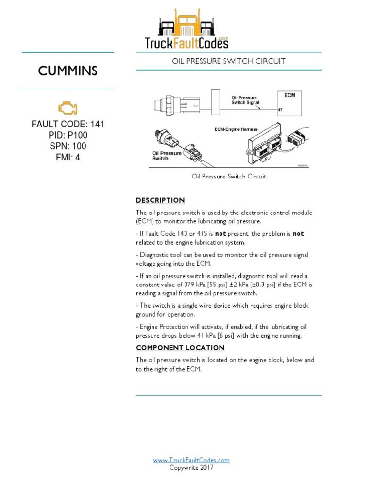 Cummins Fault Code 141 Guide | PDF