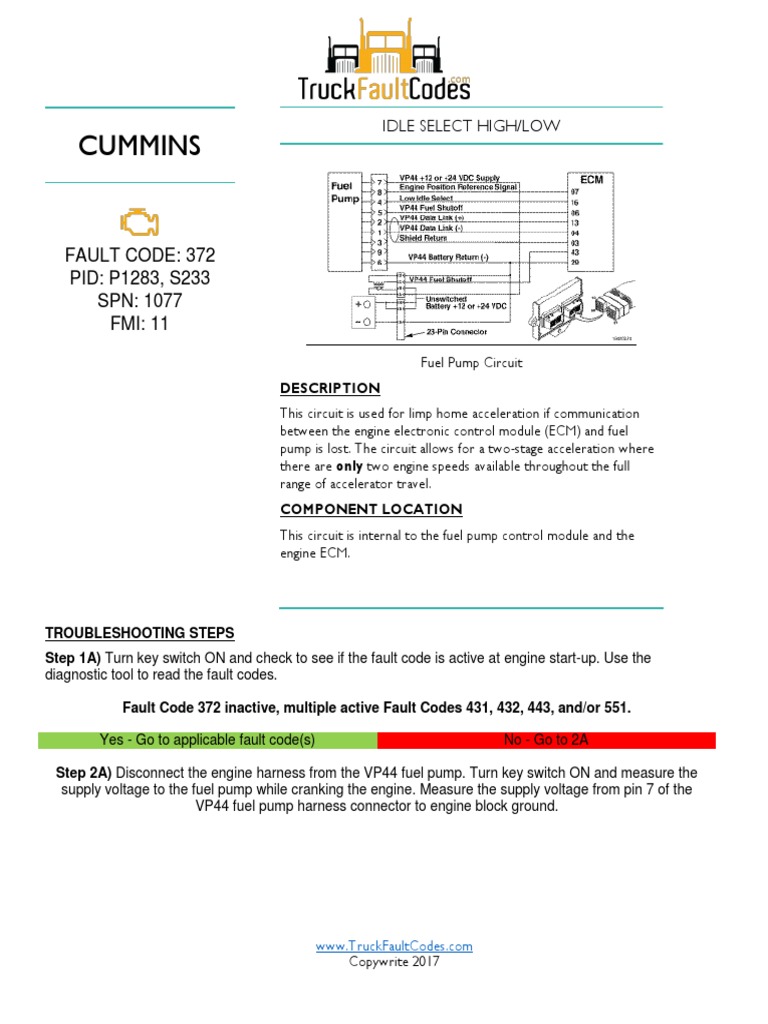 Fault Code 372 | PDF | Electrical Connector | Switch