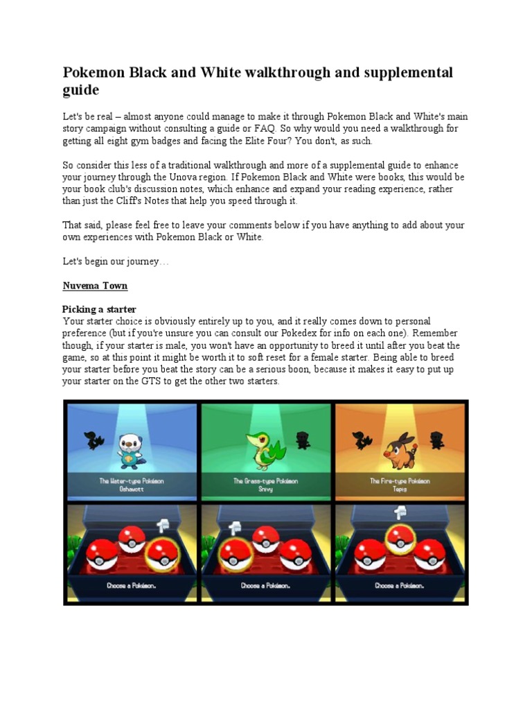 Pokemon Black and White Lite Walkthrough PDF Pokémon Leisure