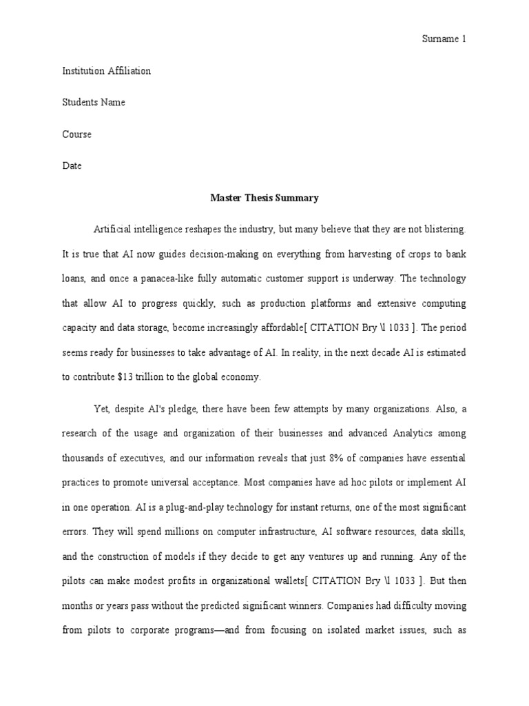 Master Thesis Summary Pdf Artificial Intelligence Intelligence