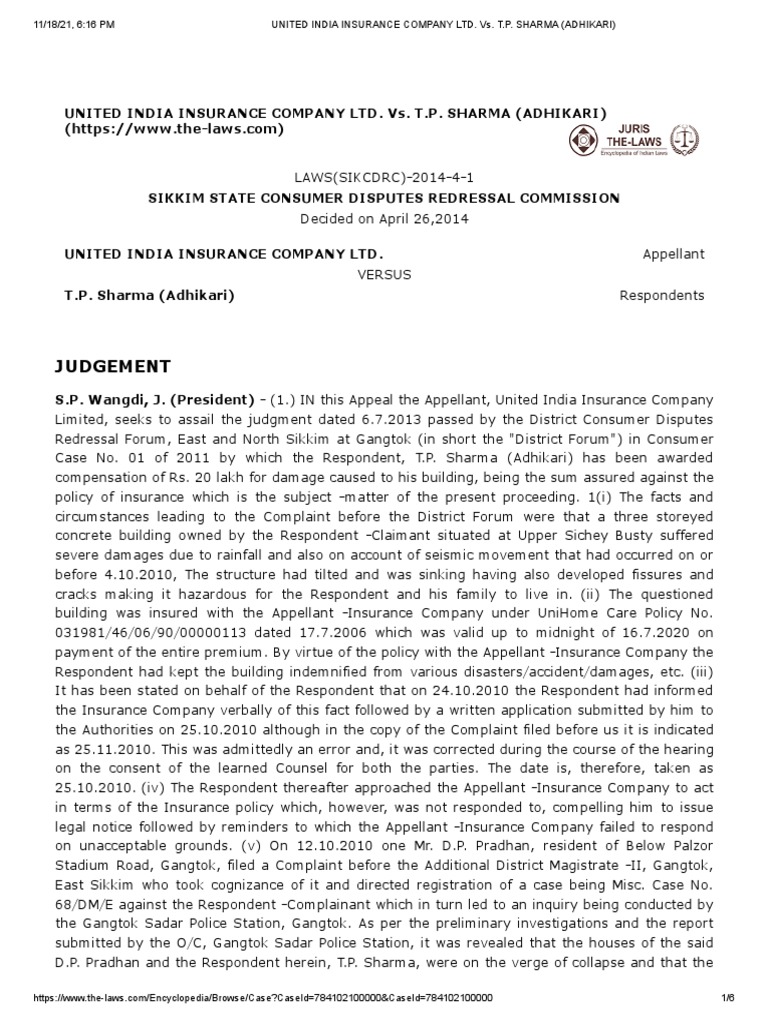 United India Insurance Company Ltd Vs T P Sharmaunihome Care PDF