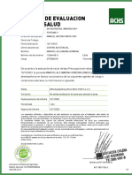 Certificado de Evaluacion Laboral de Salud: Folio: 0003482594