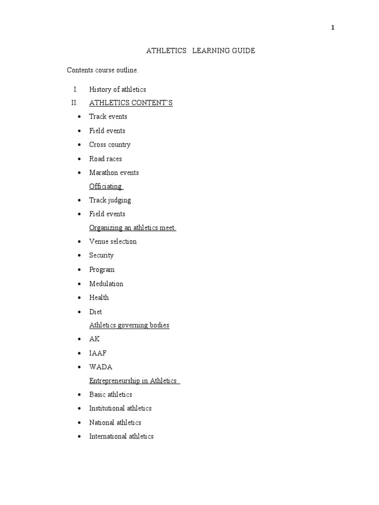 Track and Field Events Learning Guide | PDF | Track And Field | Sport ...