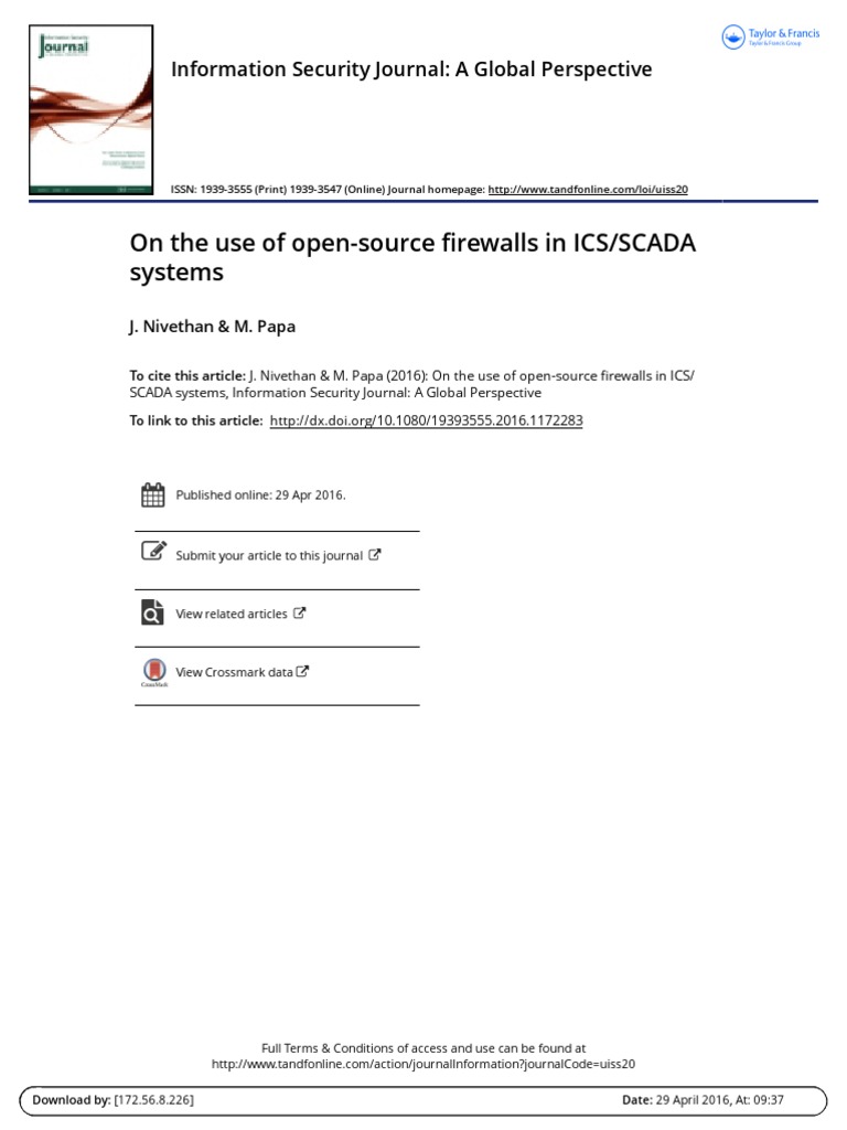 On The Use of Open Source Firewalls in I | PDF | Scada | Firewall ...